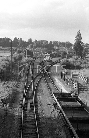 CUL0171VF - Cirencester town station viewed from an overbridge 6/8/61