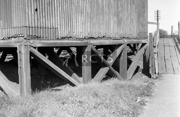 CUL0661 - Wooden piling supporting Darby End Halt building 19/4/57