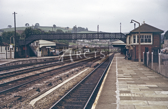 NB01360C - View along the platform at Totnes station, c July 1974