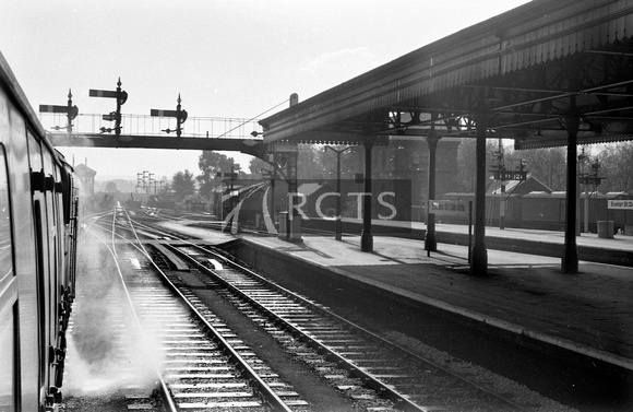 PG00585 - View looking south from a train in Exeter St Davids station c 1970s