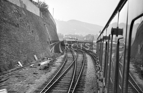 PG00987 - View from a train arriving at the south end of Pontypridd station c 1970s