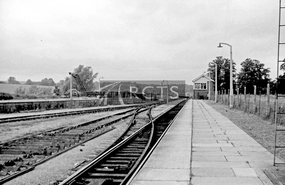 PG02019 - Calne station looking west along the platform towards the signal box c early 1960s