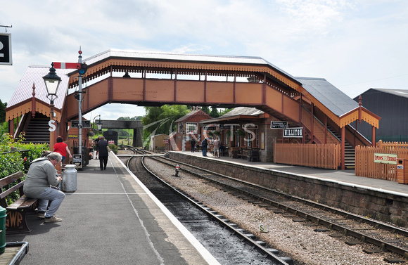 RH00422C - View looking along platform 2 towards the signal box at Williton station, West Somerset Railway c 2012