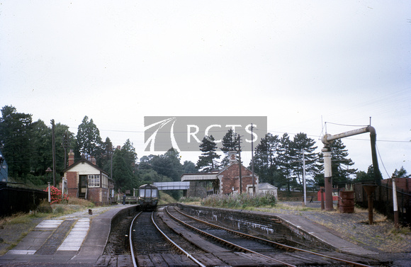 RIP0212C - Bromyard station viewed from a train c September 1964