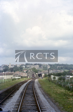 RIP0412CVF - The approach to Clevedon station viewed from a DMU c 8/63