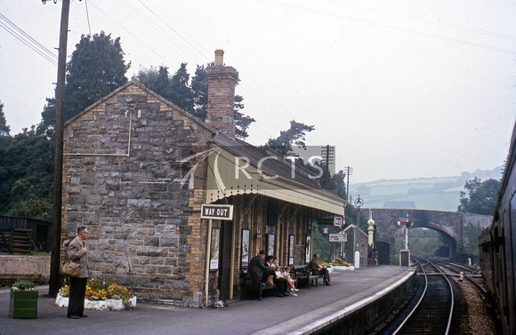 RIP0419C - Dulverton station viewed from a train c 10/63