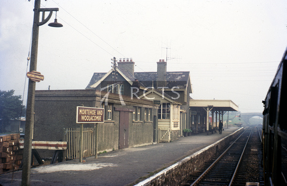 RIP0428C - Morthoe & Woolacombe station viewed from a train c 10/63