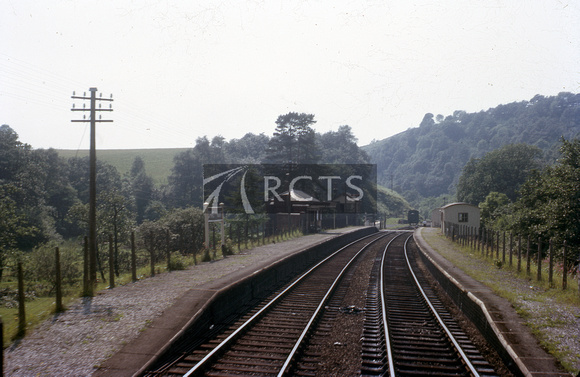 RIP0472C - Drws-y-Nant station viewed from a DMU c 8/63