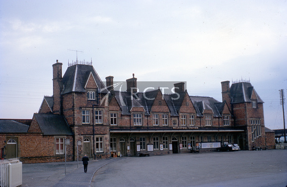 RIP0514C - Welshpool station building viewed from the forecourt c 7/66