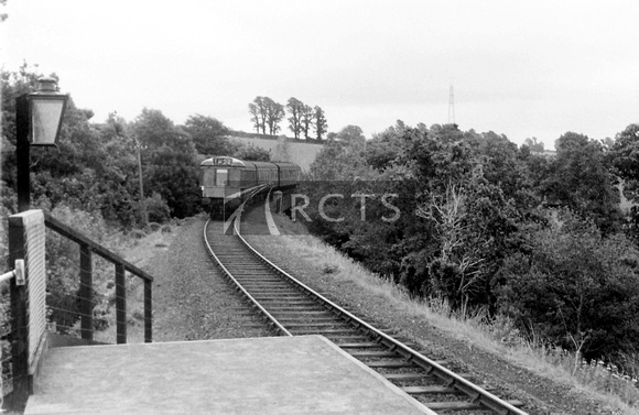 PG02301 - view from the Boscarne Exchange Platform and showing a DMU approaching from Bodmin General c mid 1960s