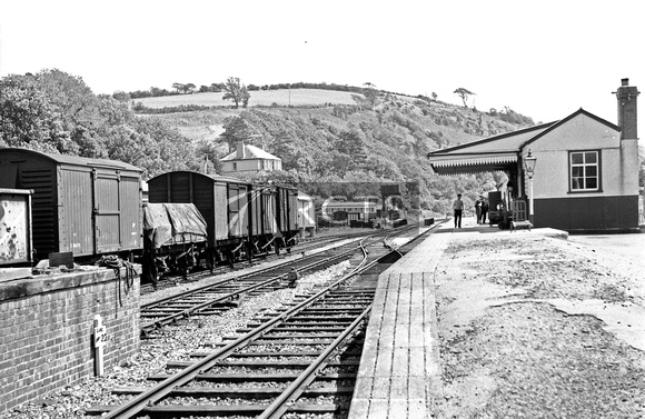 NB00718 - View along the platform from the platform end at Aberayron station c early 1960s