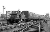 CH01036 - Cl A1X No. 32640 on the 1055 Hayling Island to Havant service at Havant (loco bunker first) 30/4/61