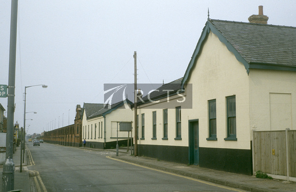 RIP0051C - Yarmouth Beach station buildings viewed from the road, July 1982