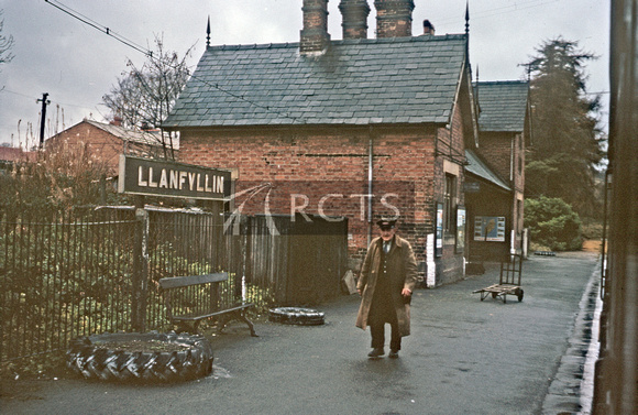 CAR1181C - View from a train looking along the platform at Llanfyllin station, c December 1964