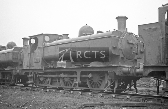 CH02482 - Cl 5700 No. 6714 awaiting scrapping at Swansea East Dock shed 22/2/64