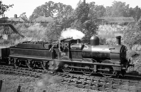 PHW0349 - Cl Dean goods No. 2529, ex works lined in BR black but no tender markings except lining, leaving Swindon on a goods train 5/9/49