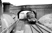 CC00489 - Cl 9000 No. 9014 viewed from the footplate of another loco at Bettisfield c 1950s
