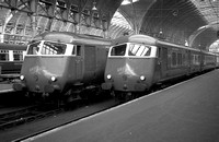 CUL3278 - Two 8-car Blue Pullman sets in platforms 5 and 6 at Paddington 13/7/61
