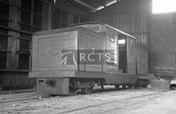 AW00127 - R&ER bogie loco 04-4-0DM No. 1 in the loco shed at Ravenglass 14/7/55