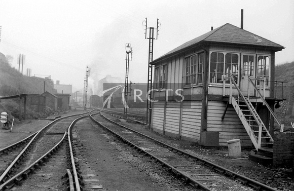 PG01763 - View of Peak Forest South signal box and Peak Forest station in the background c late 1960s