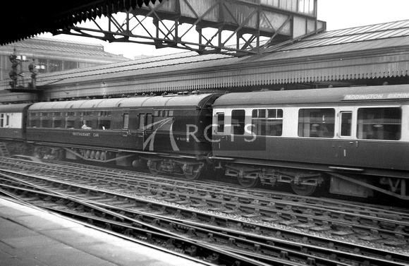 CUL1670 - Kitchen Diner Composite W9608W (Diag H38 Lot 1451) bow ended, kitchen end, corridor side at Birmingham Snow Hill 23/3/57