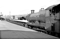 BJW0075 - Cl 6800 No. 6814 'Enborne Grange' at Newton Abbott (view down the platform showing loco only) c 1950s