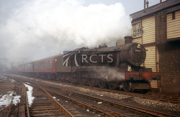 CAR1075C - Cl 6959 No. 7917 'North Aston Hall' (no nameplates) on a passenger train c March 1965