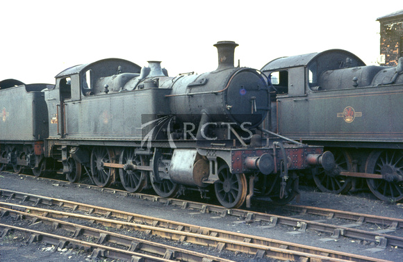 RE00154C - Ex GWR 2-6-2T (unidentified) derelict at an unidentified shed c 1964