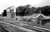 BRO0005 - Golbourne Junction signal box viewed from a train c 1960s