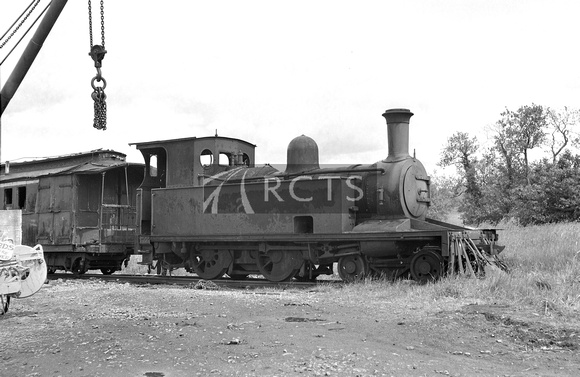 FAI0912 - Cl DN2 CIE No. 2 (3ft gauge Cavan and Leitrim Railway) derelict at Dromond 8/6/61