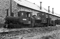 AW00138 - 0-4-0T 'Eigau' and 0-4-0ST 'Stanhope' at Penrhyn shed 5/9/55