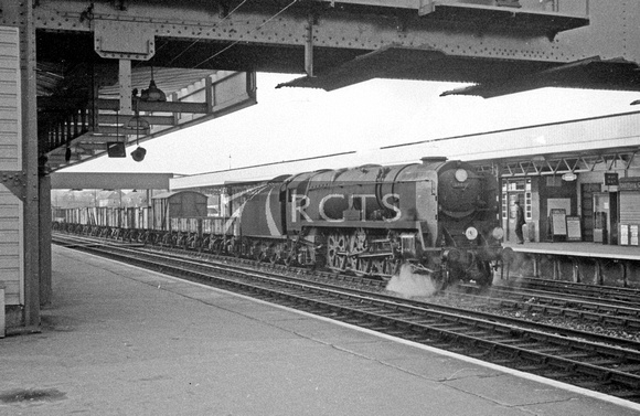 BALD245 - Cl WC (R) No. 34010 'Sidmouth' on a goods train c 1960s