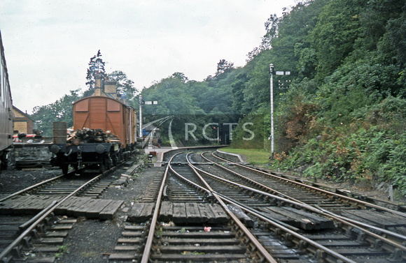 CC00350C - View along the Ulverston-bound track looking towards Haverthwaite station c September 1977