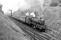 CAR0126 - Cl 5MT No. 45654 on a passenger train climbing the Lickey Incline c 1950s