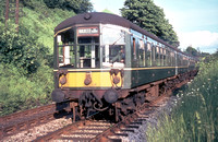 MM00454C - Cl 103 DMU (2, 2-car units) working the 1912 Hayfield to Manchester Piccadilly service near Strines 19/6/65