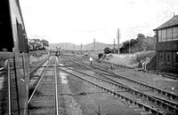 BRO0178 - Plumpton Junction and part of Plumpton Junction signal box signal box viewed from a train c 1960s