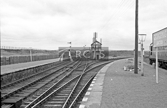 BRO0255 - General view of Georgemas Junction with signal box in the distance c 1960/70s
