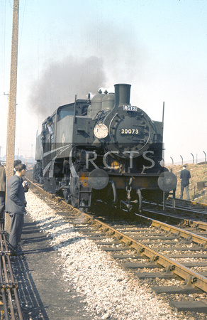 MART051CVF - Cl USA No. 30073 on the RCTS 'The Solent Rail Tour' at Fawley 20/3/66
