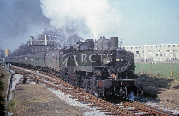 FRE0316C - Cl USA Nos 30073 and 30074 on an RCTS special at Fawley 1963